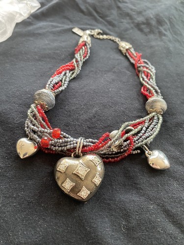Biba necklace grey - necklace, red,